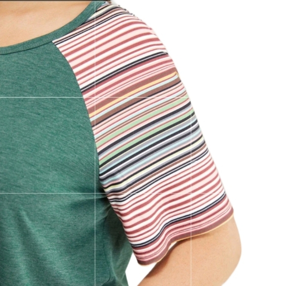 BloomChic Super Soft Essentials Striped Contrast Raglan Sleeve T-shirt 14-16 - Picture 10 of 13